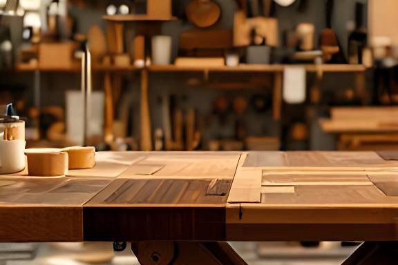 Werkbank mit geölten Holzplatten und feinen Werkstattdetails in Zürich